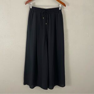 Lepsim Lowrys Farm Wide Leg Pants Size F Black Chiffon Pockets Pull On Lined